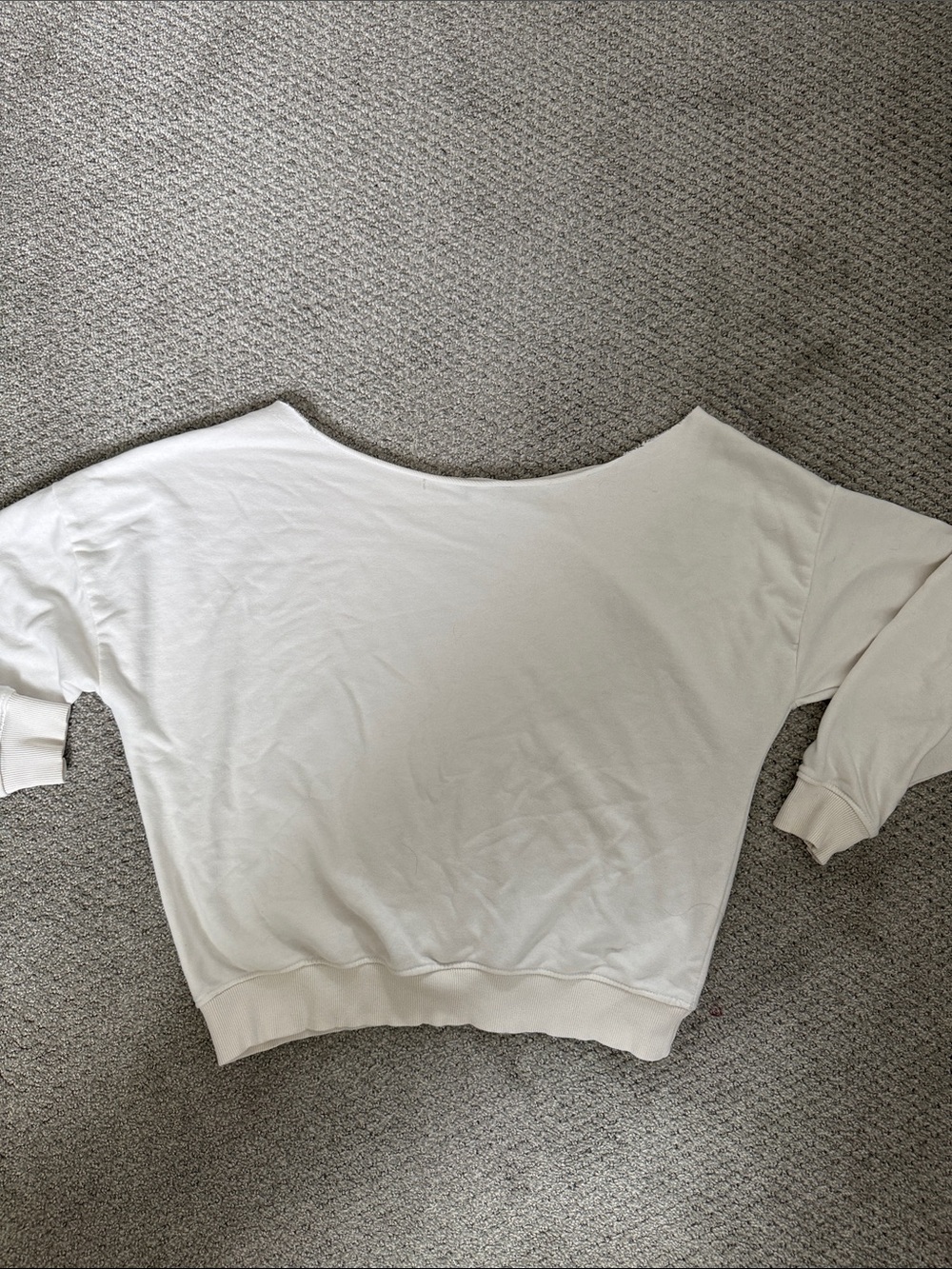Oversized White Boatneck Pullover Sweatshirt